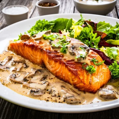 Salmon with Mushroom Sauce